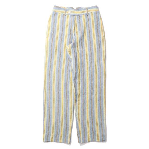 Nicholas Daley Linen Striped Trousers in Blue/Mustard, NWT, Size 34 - Picture 2 of 10